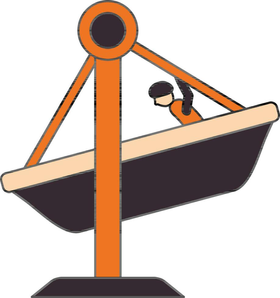 naranja y magenta chico sentar en barco columpio icono. vector