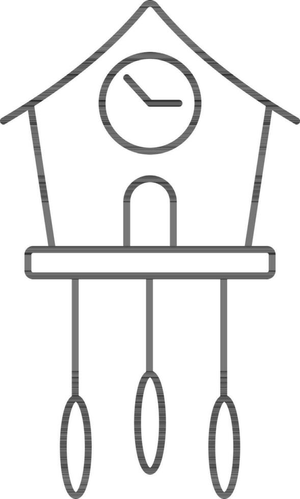 Cuckoo Clock Icon In Black Outline. vector