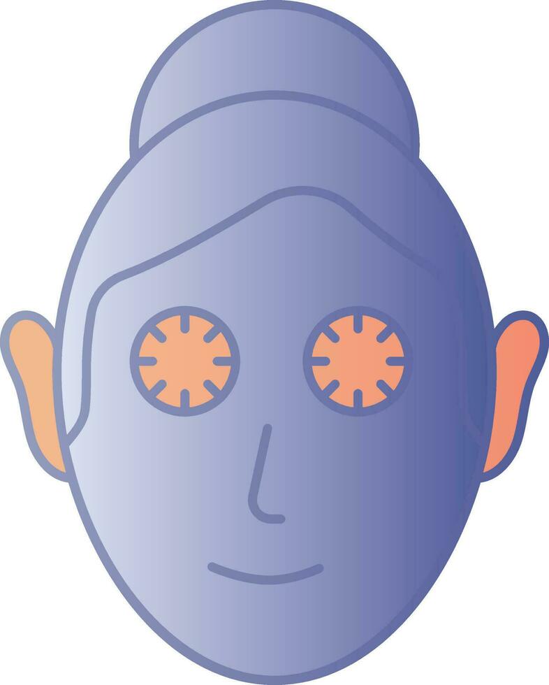 hembra facial máscara con Pepino icono en azul y naranja color. vector