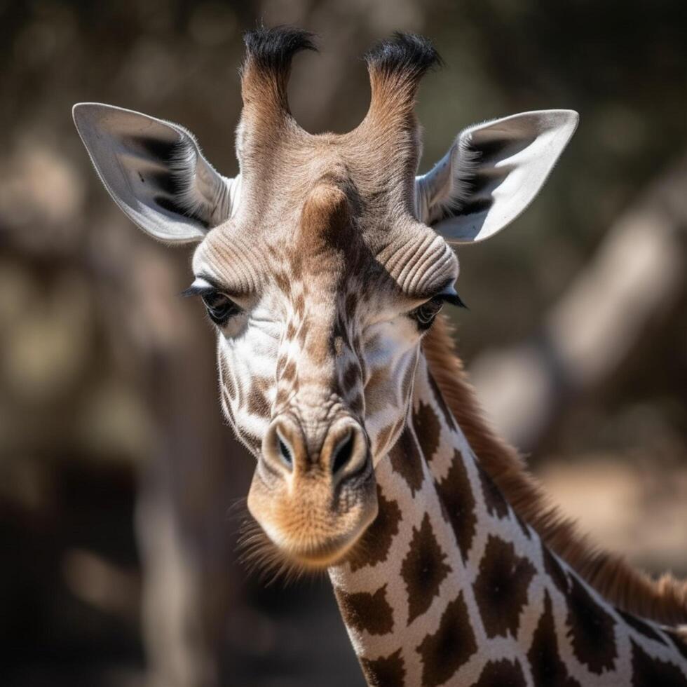 Close up portrait of giraffe photo