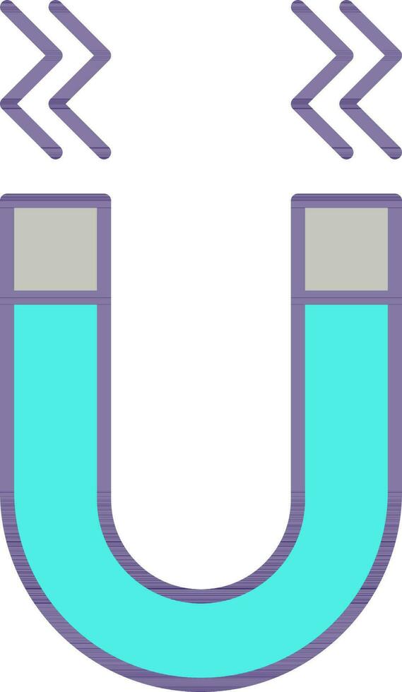 Grey And Turquoise Magnet Icon In Flat Style. vector