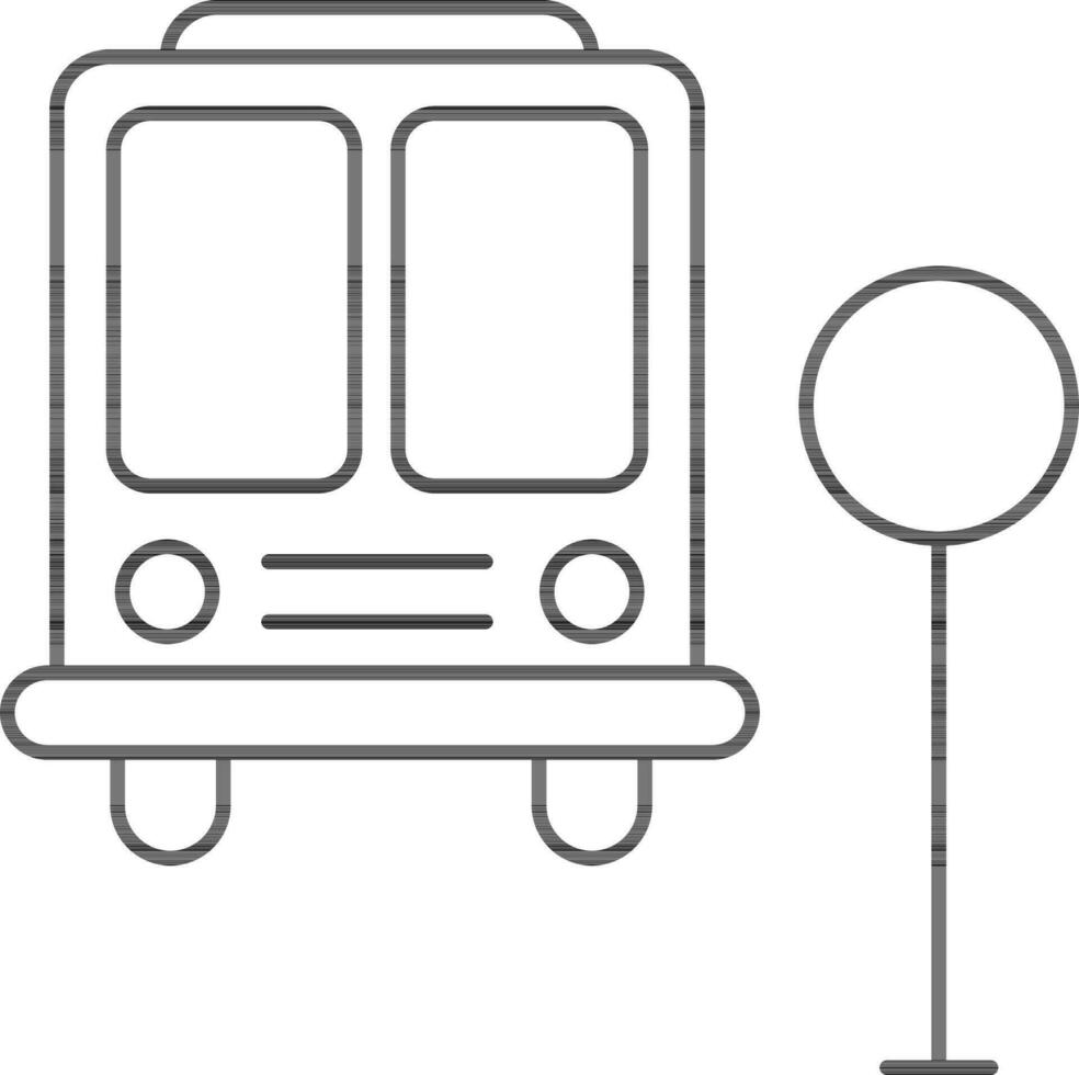 Bus Stop Icon In Thin Line Art. vector