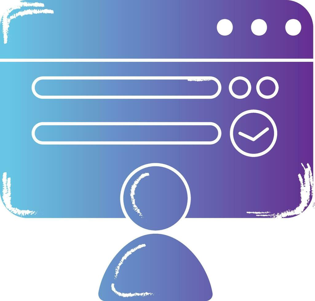 Hand Drawn Online User Login Icon In Gradient Color. vector