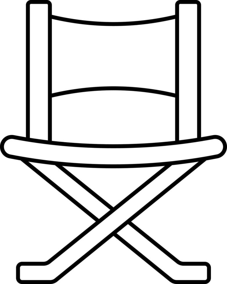 Folding Chair Icon In Black Outline. vector