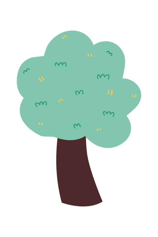 dibujos animados árbol aislado en un blanco antecedentes. sencillo moderno estilo. linda verde plantas, bosque, vector plano ilustración. verano, primavera arboles