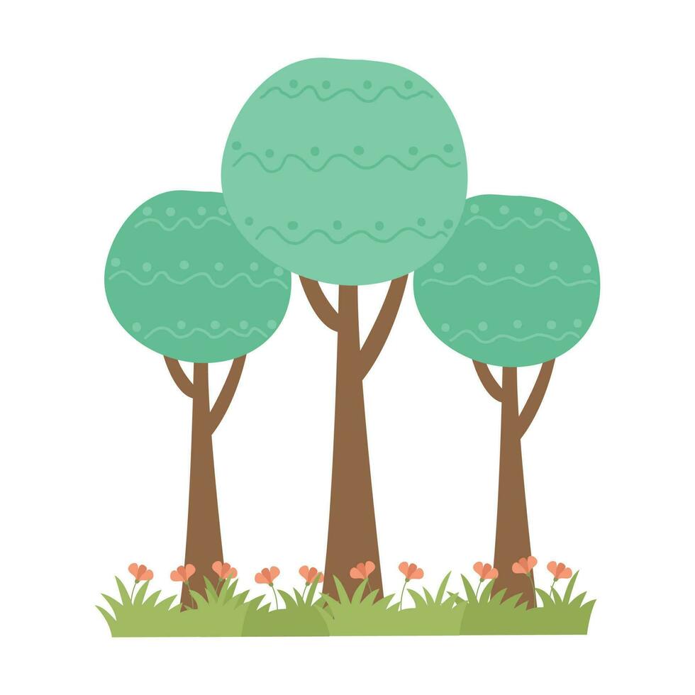 Cartoon tree isolated on a white background. Simple modern style. Cute green plants, forest, vector flat illustration. summer, spring trees.