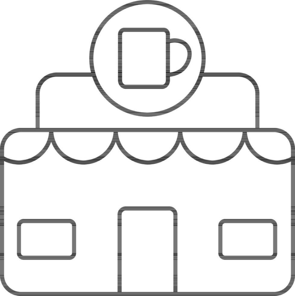 Coffee Shop Icon In Thin Line Art. vector