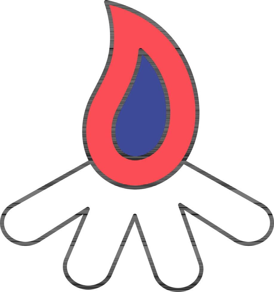 Colorful Bonfire Icon In Flat Style. vector