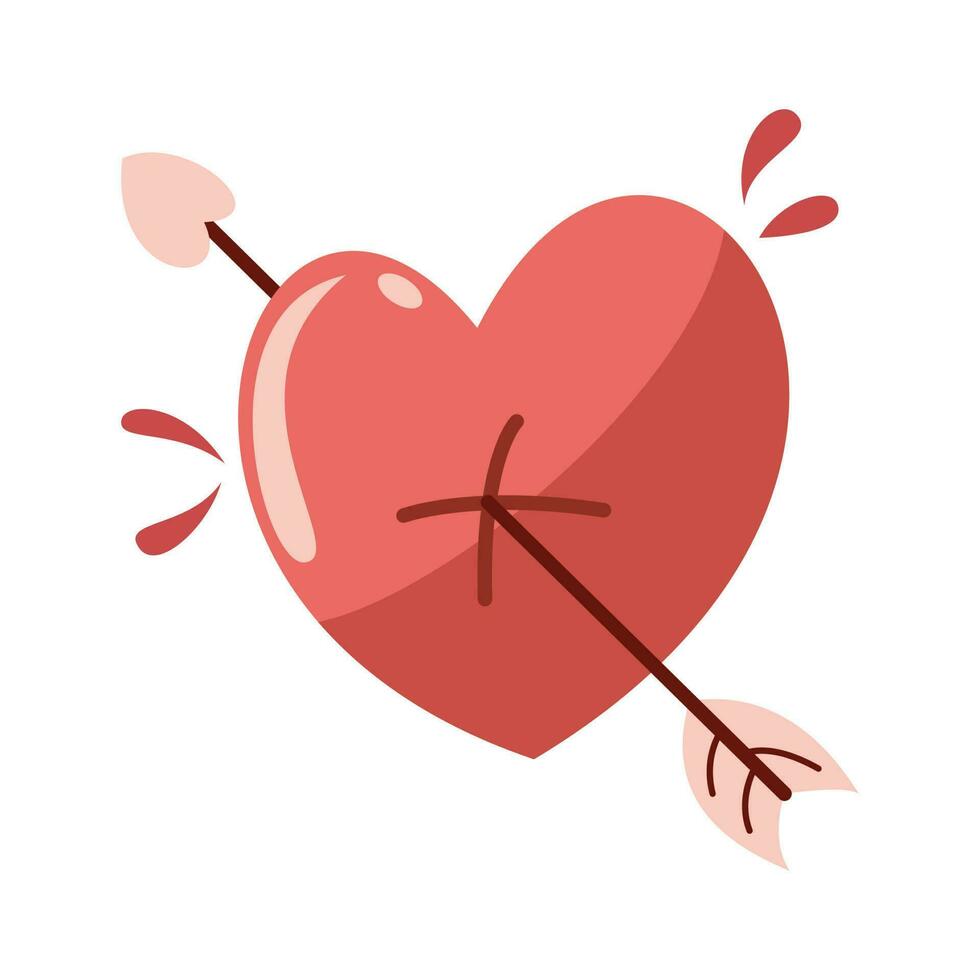 Valentine's Day Element Illustration Isolated On White Background. Valentine Icon. Pink Valentine Element. Template for Sticker kit, Greeting, Congratulations, Invitations, Planners. vector