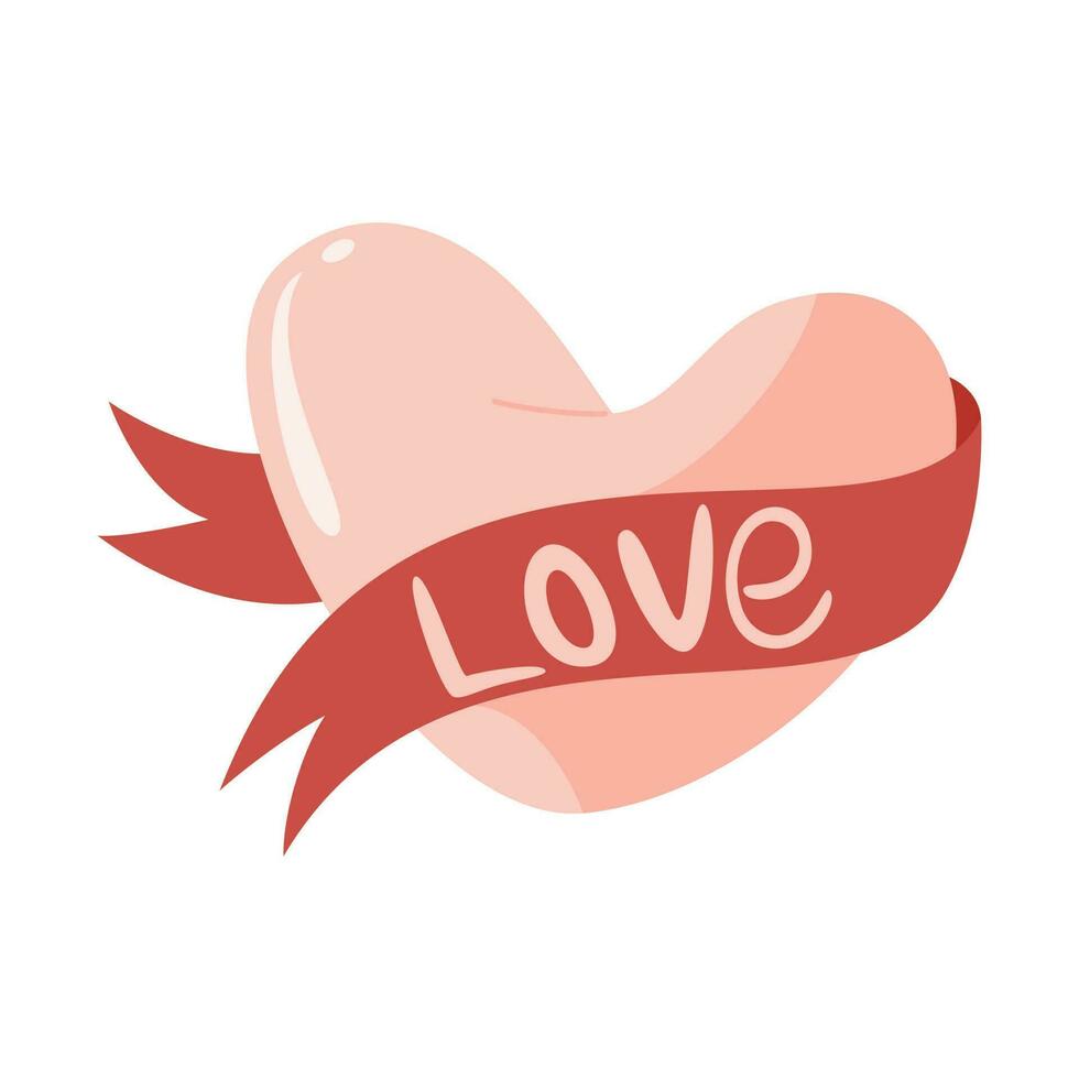 Valentine's Day Element Illustration Isolated On White Background. Valentine Icon. Pink Valentine Element. Template for Sticker kit, Greeting, Congratulations, Invitations, Planners. vector