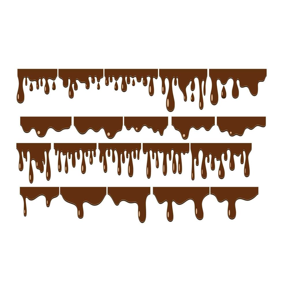 Seamless dripping chocolate border. Dripping chocolate border isolated on white background. Graphic design element for web page, menu, culinary recipe, scrapbooking, flyer, poster vector
