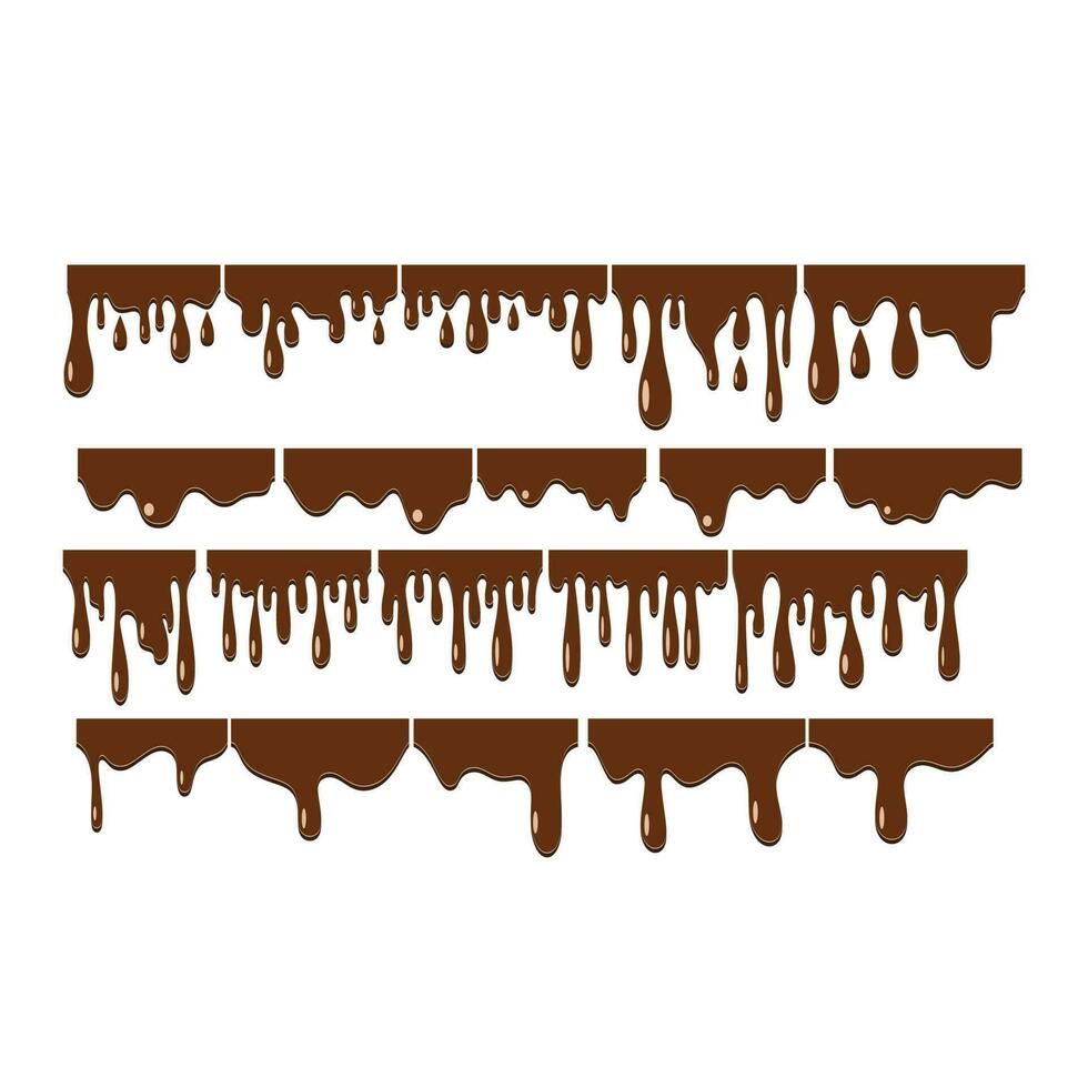 sin costura goteo chocolate borde. goteo chocolate frontera aislado en blanco antecedentes. gráfico diseño elemento para web página, menú, culinario receta, álbum de recortes, volantes, póster vector