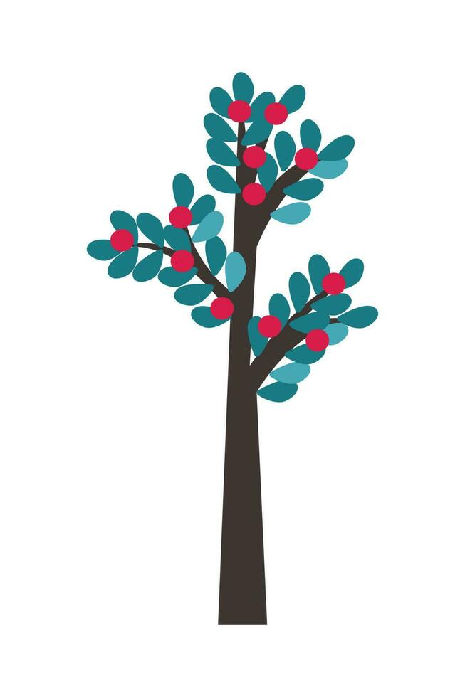 Cartoon Winter Tree Illustration. Winter snow-covered trees. Elements for the Christmas scene. Colorful Trees vector illustration in flat cartoon style.