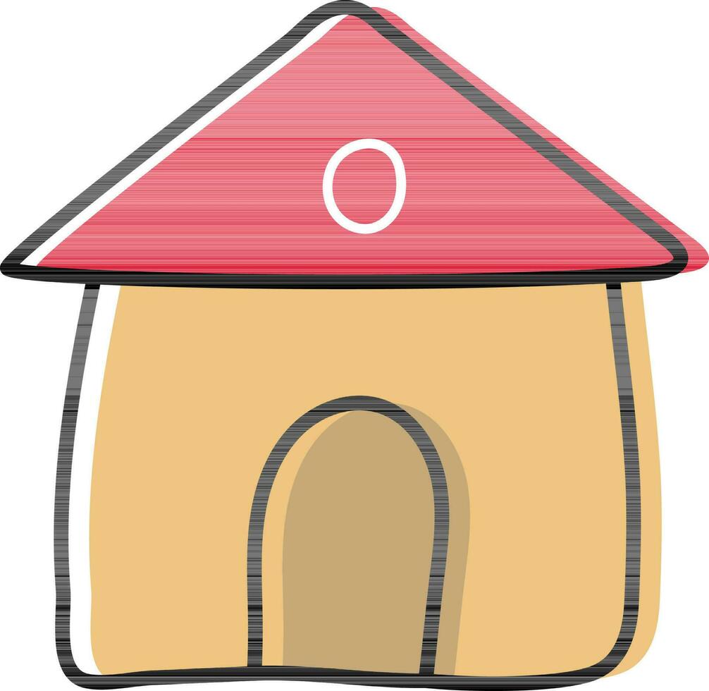 Red And Orange Hut Or Home Flat Icon. vector