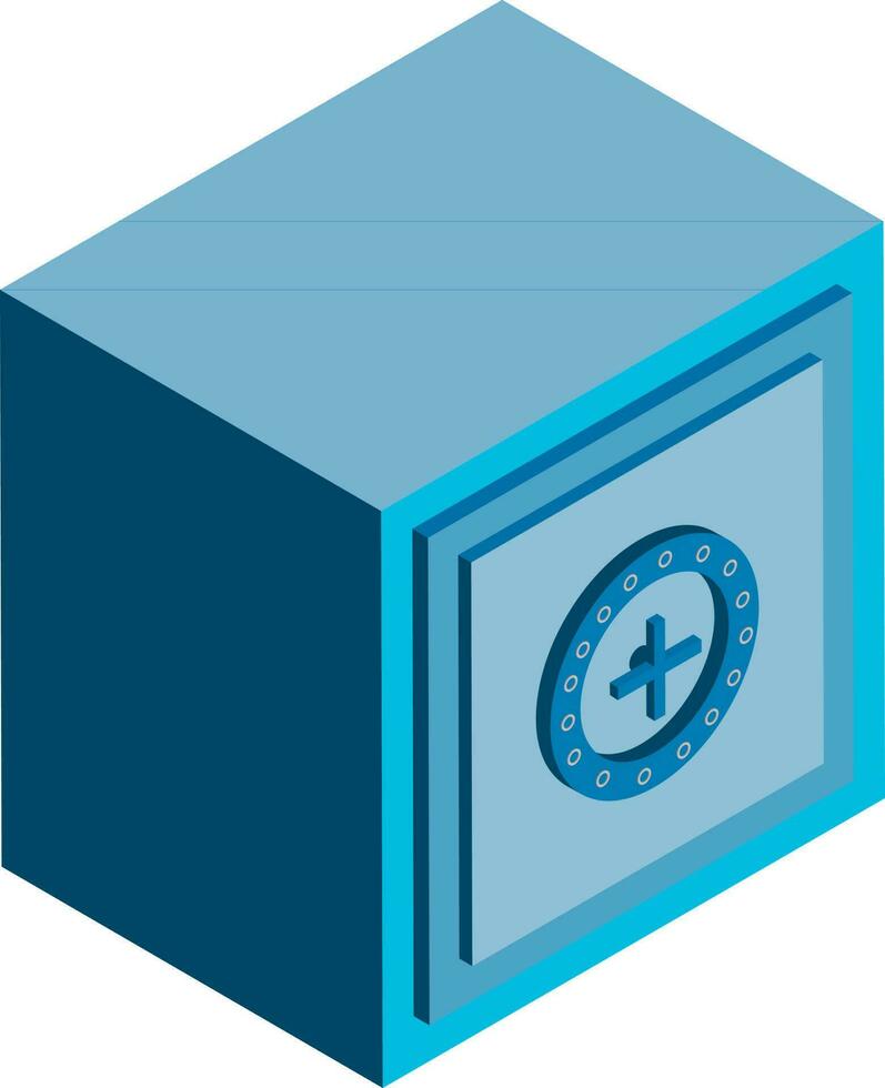 Bank locker or safe icon in blue color. vector