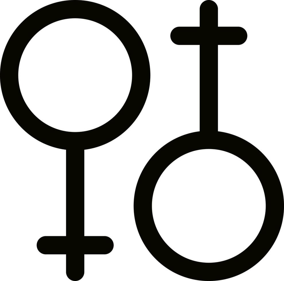 Male and female gender symbol in thin line art. vector