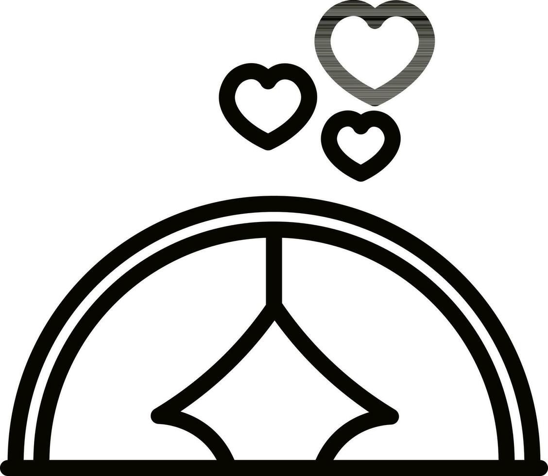 Loving food serving tray or cloche icon in thin line art. vector