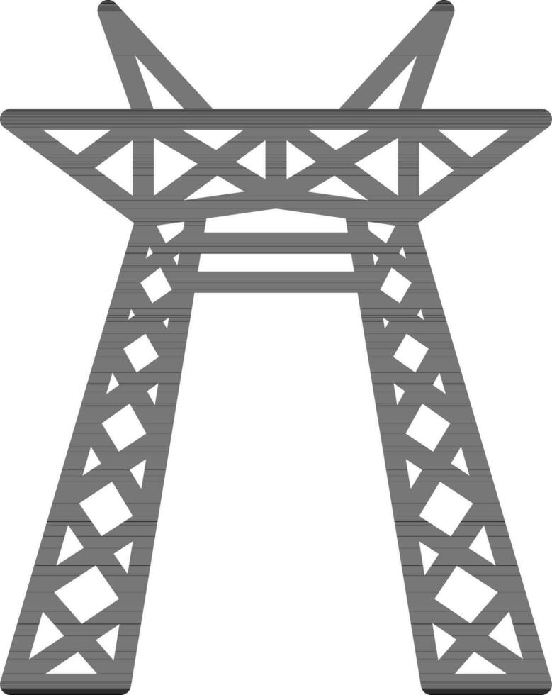 Power pylon icon in black line art. vector
