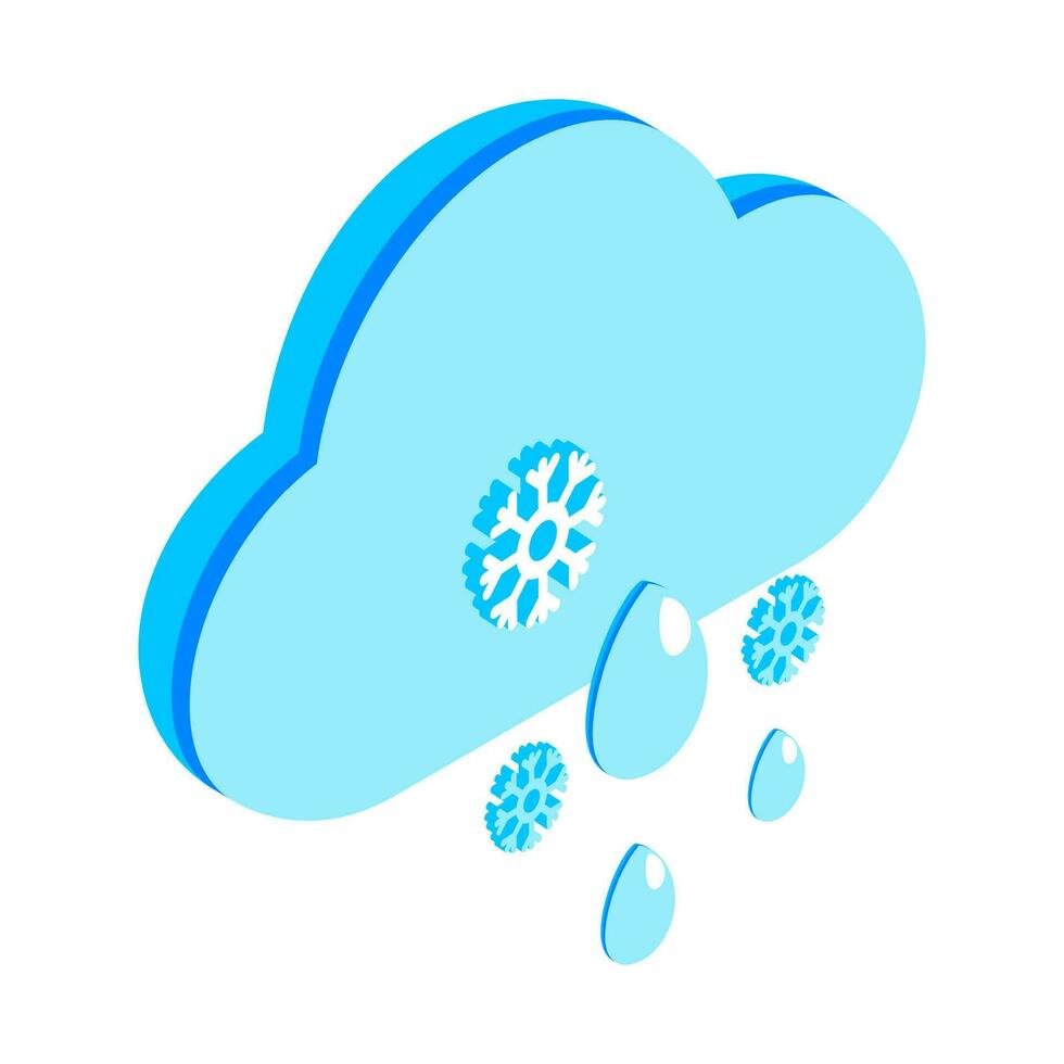 Isometric illustration of sleet weather icon. vector