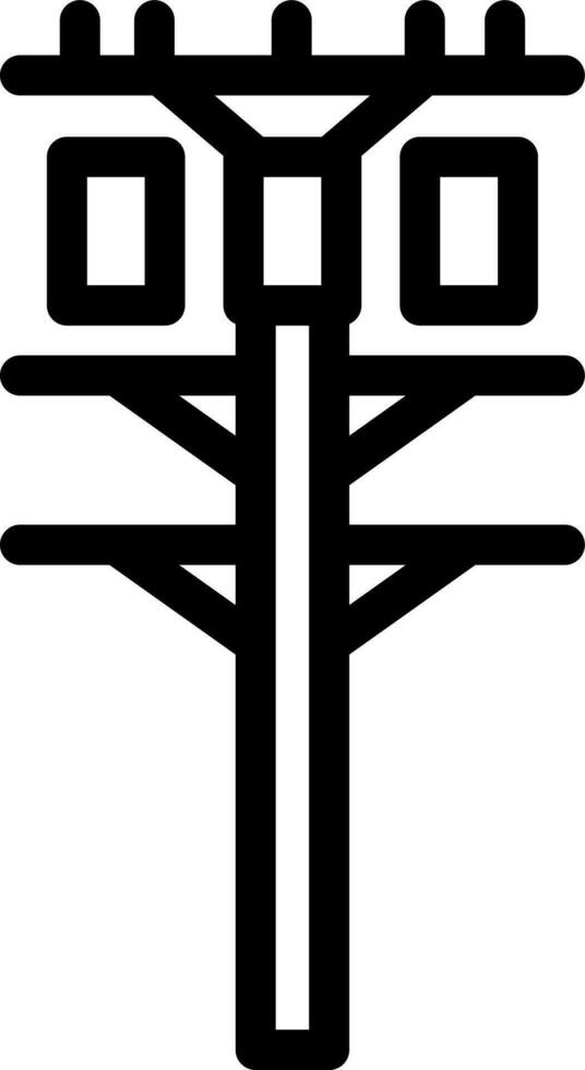 Power transmission pole icon in line art. vector