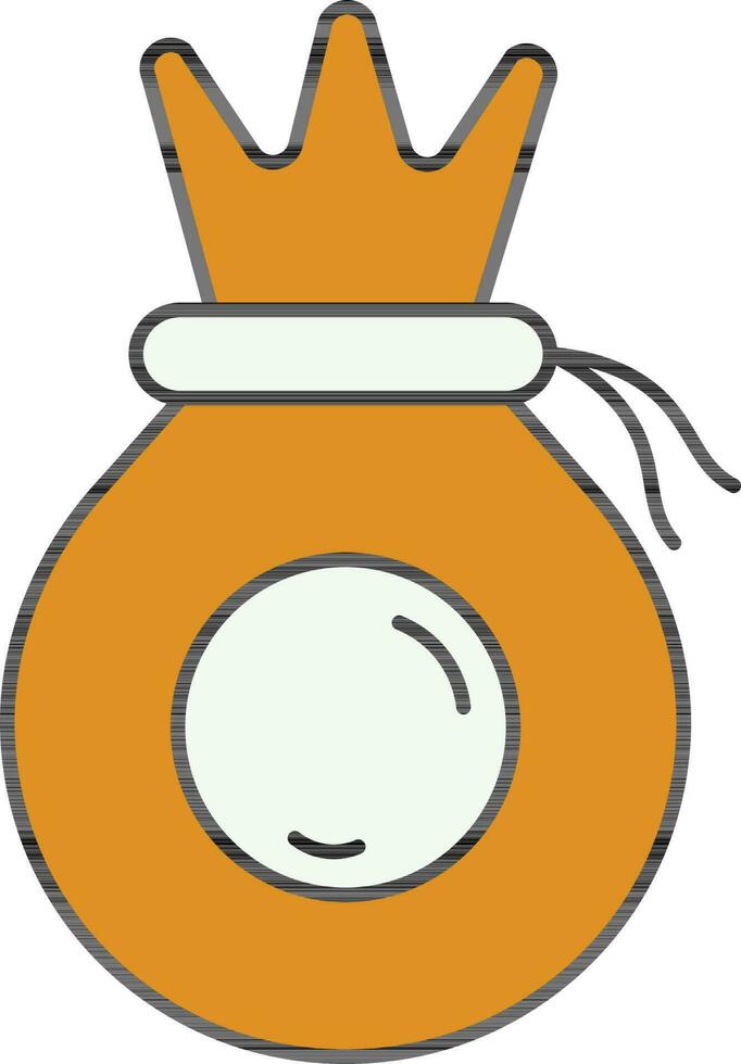 Yellow and White Money Bag Icon in Flat Style. vector