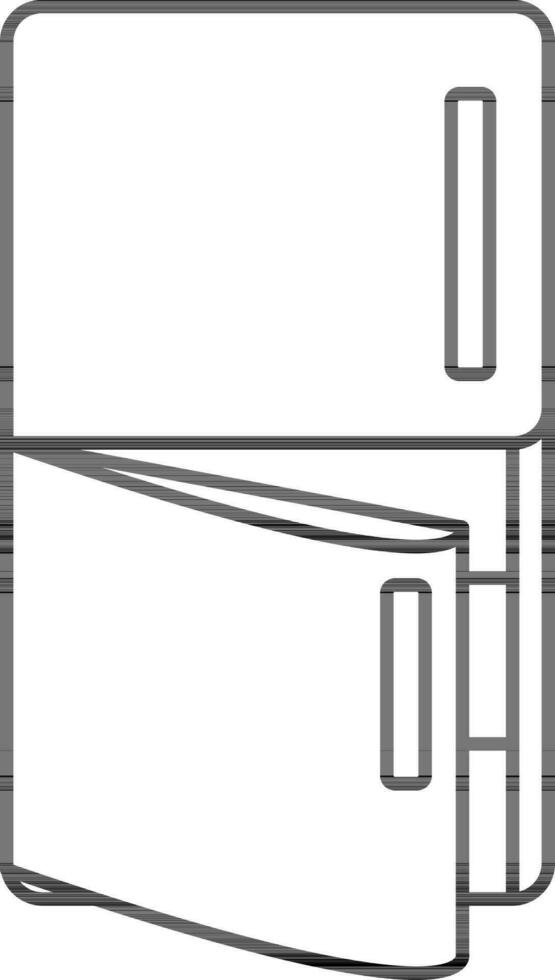 Fridge Icon In Black Line Art. vector