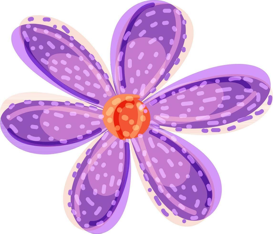 Flat Style Flower Element In Purple Color. vector