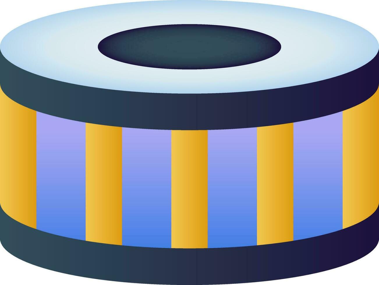 Blue And Yellow Snare Drum Flat Icon Or Symbol. vector