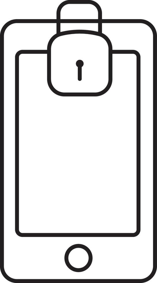 Line Art Mobile Lock Icon In Flat Style. vector