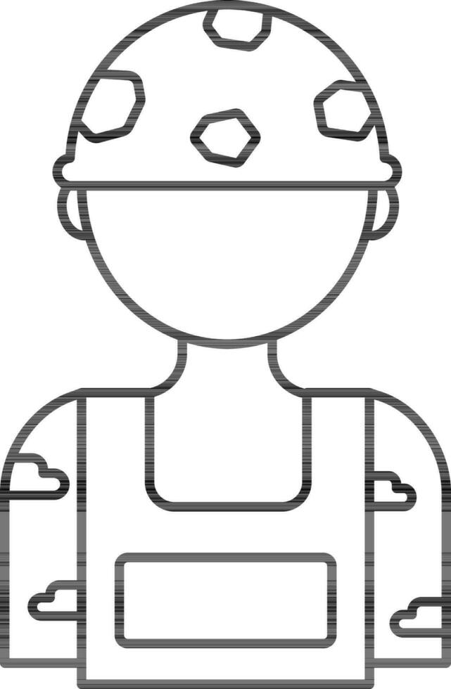 Soldier Icon In Black Line Art. vector