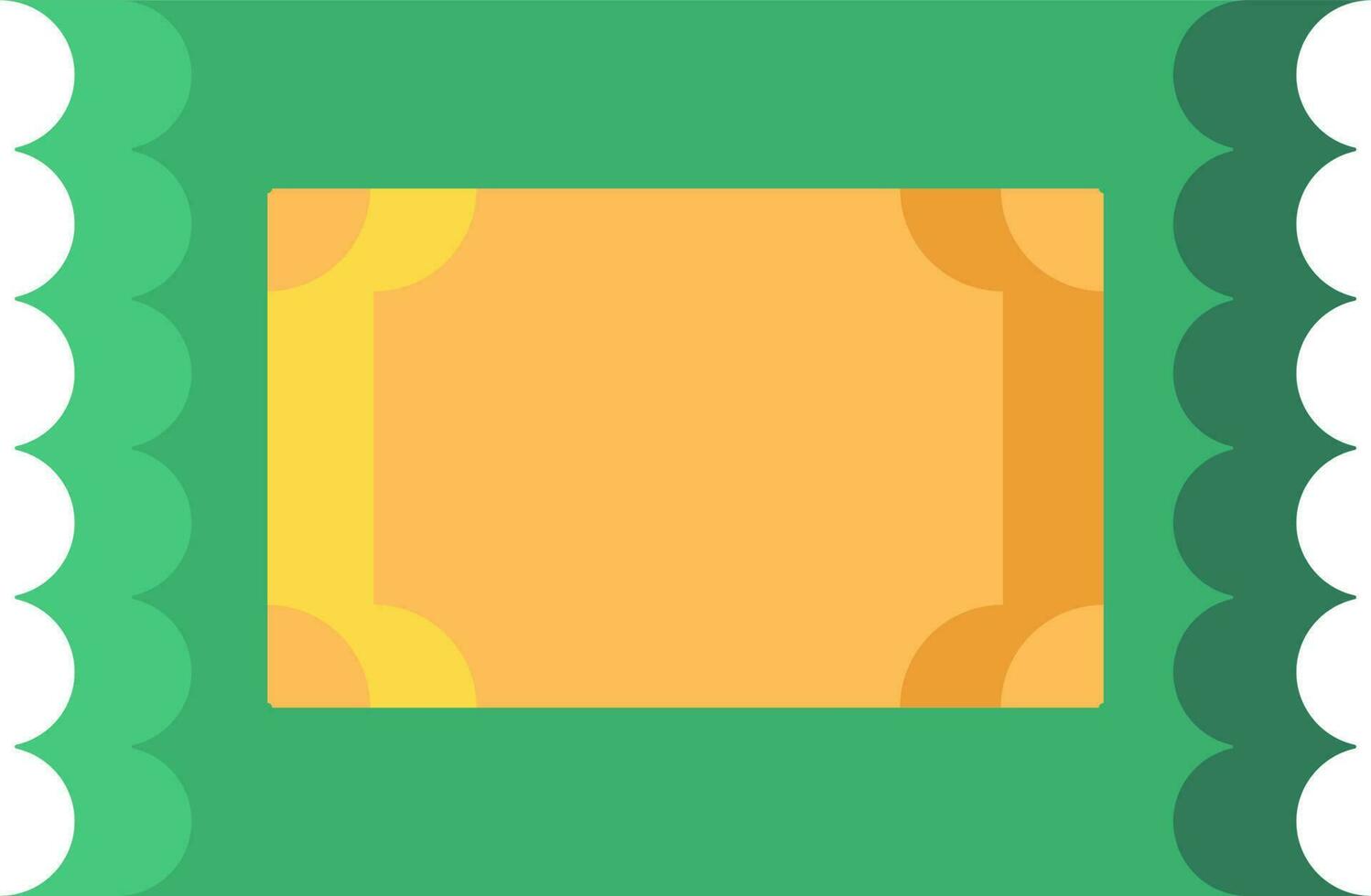 Ticket Icon In Green And Yellow Color. vector
