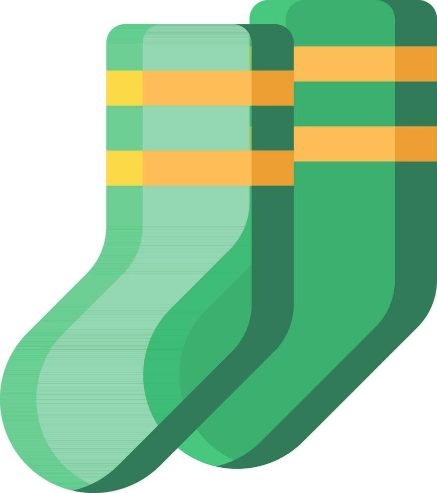 Socks Icon In Green And Yellow Color. vector