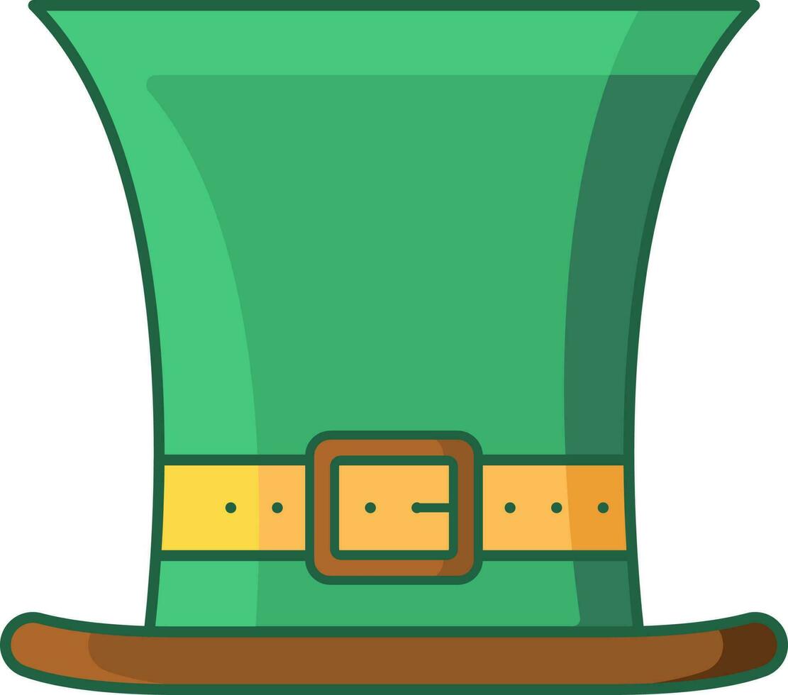 Leprechaun Hat icon in green and brown color. vector