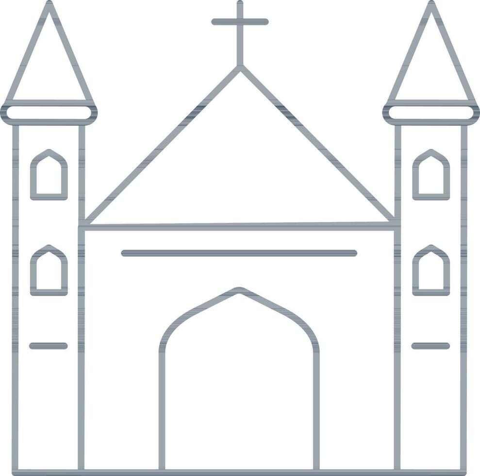 Church Icon In Gray Line Art. vector
