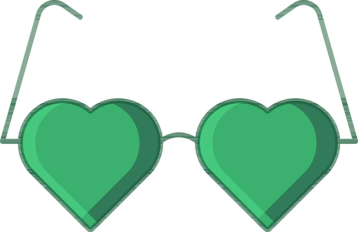 Green Color Goggle Icon In Heart Shape. vector