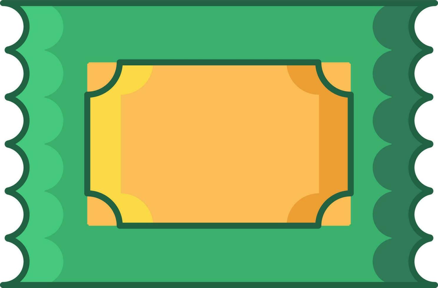 Ticket Icon In Green And Yellow Color. vector