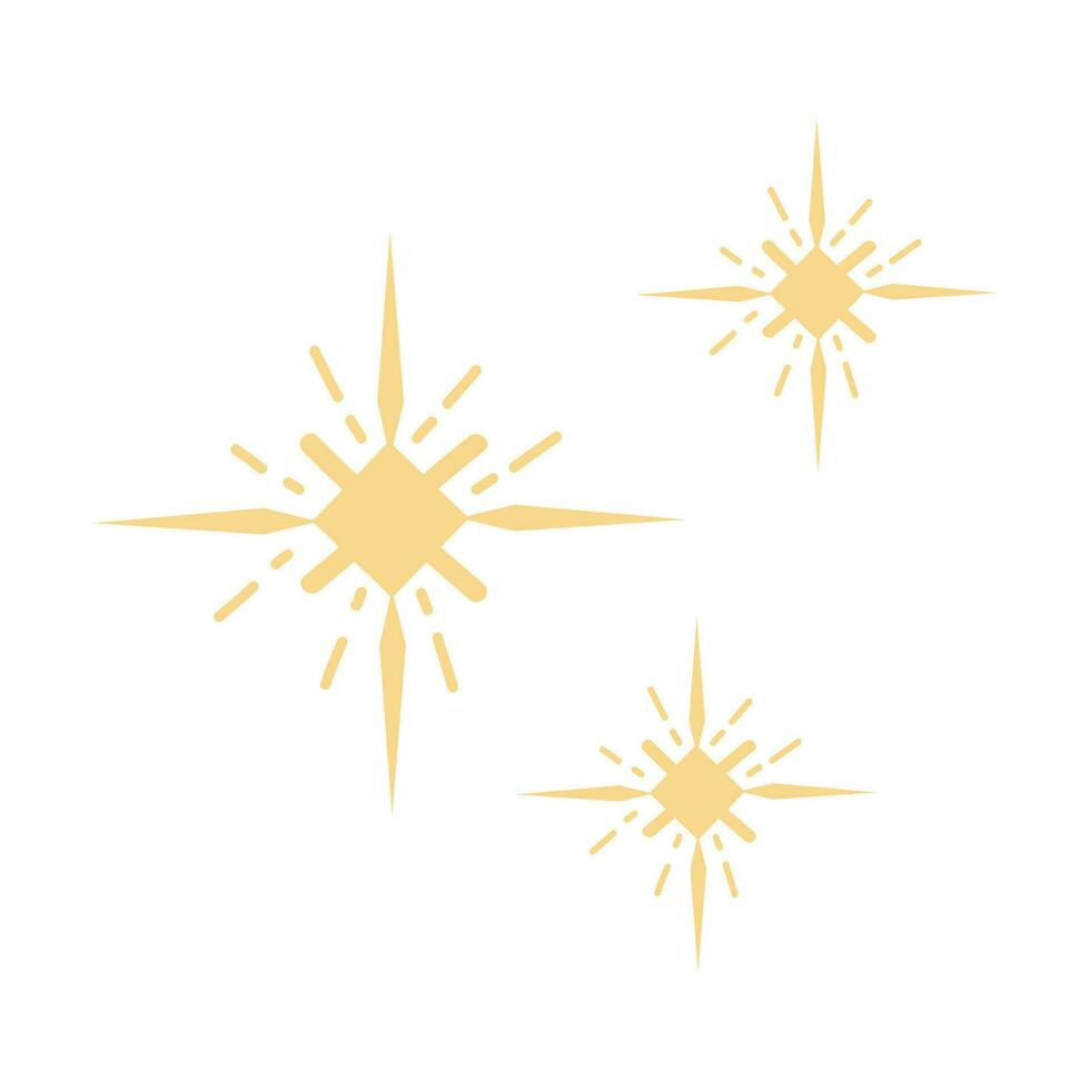 Sparkling Effect Illustration. Yellow, gold, orange sparkles symbols vector. Sparkle Icon. Bright firework, decoration twinkle, shiny flash. Glowing light effect stars and bursts collection. vector