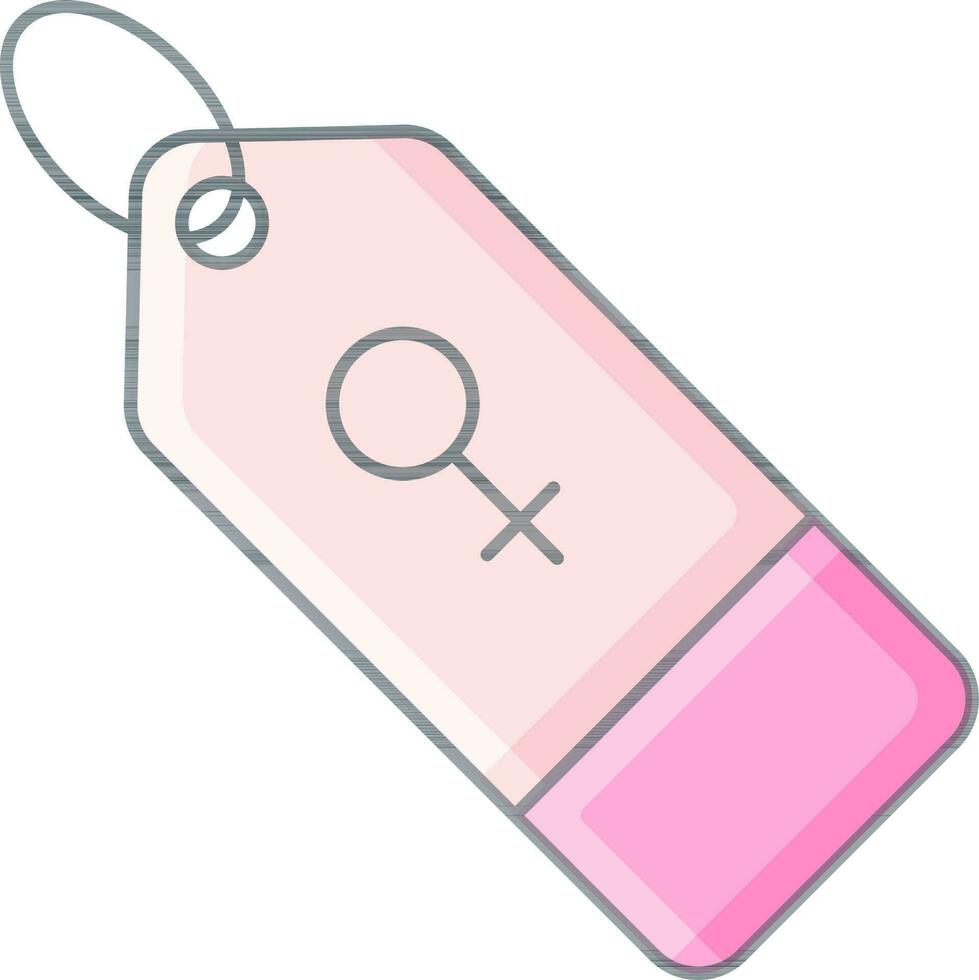 Tag With Female Gender Icon in Pink Color. vector