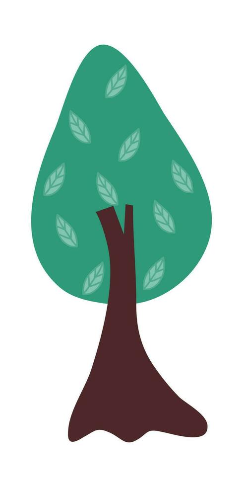 dibujos animados árbol aislado en un blanco antecedentes. sencillo moderno estilo. linda verde plantas, bosque, vector plano ilustración. verano, primavera arboles