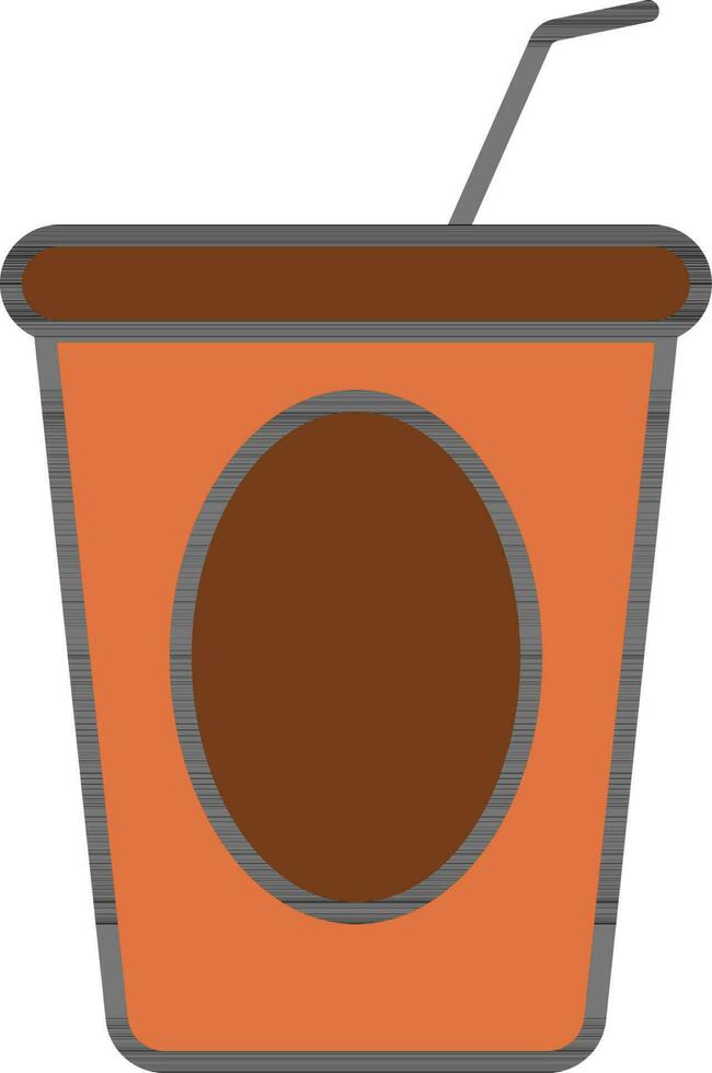 desechable taza con Paja icono en naranja y marrón color. vector