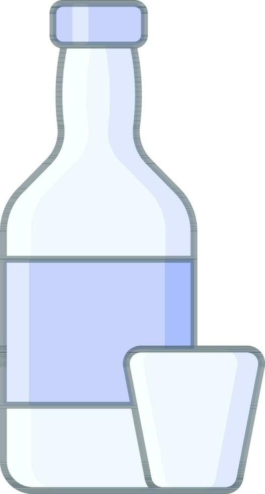 Illustration of Bottle With Glass Icon in Flat Style. vector