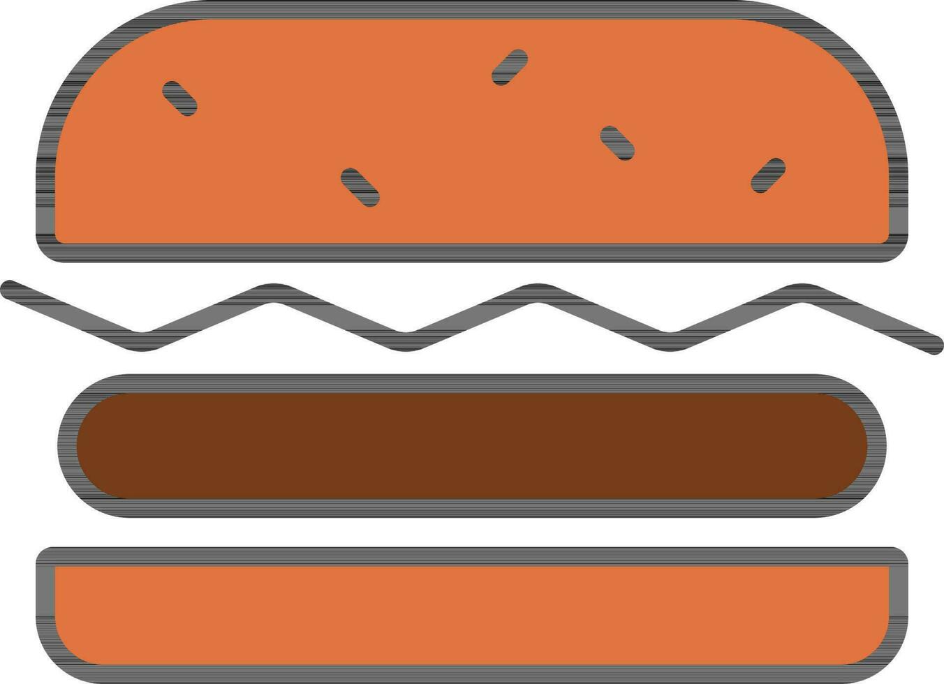 Orange And Brown Color Burger Icon. vector