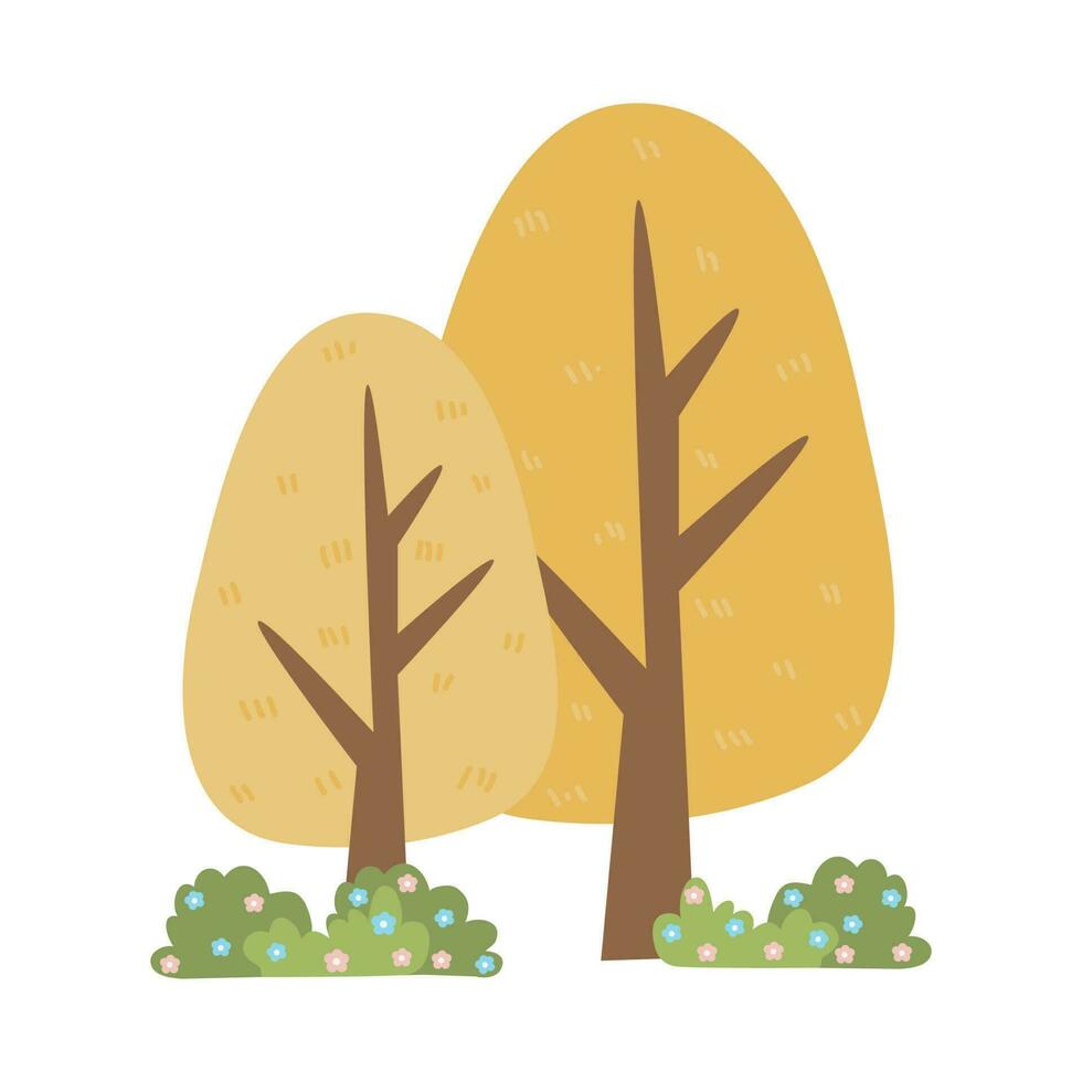 dibujos animados árbol aislado en un blanco antecedentes. sencillo moderno estilo. linda verde plantas, bosque, vector plano ilustración. verano, primavera arboles