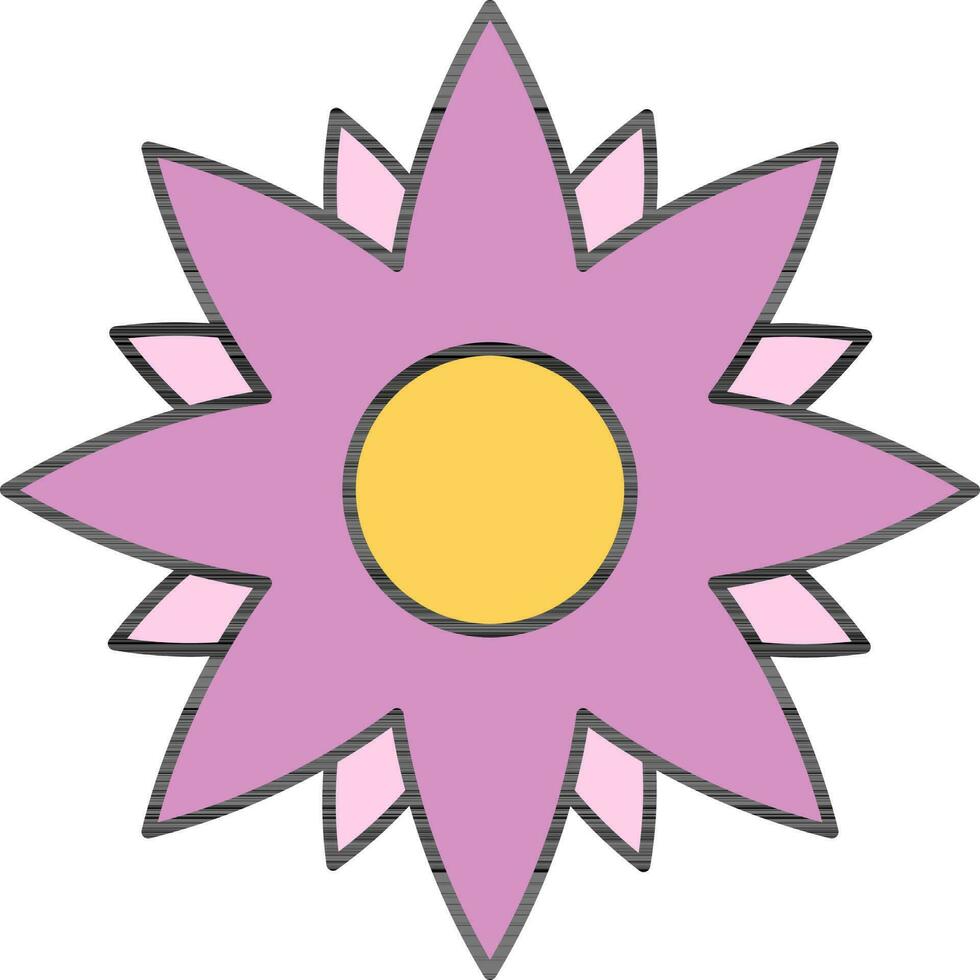 Star Flower Icon in Purple and Yellow Color. vector