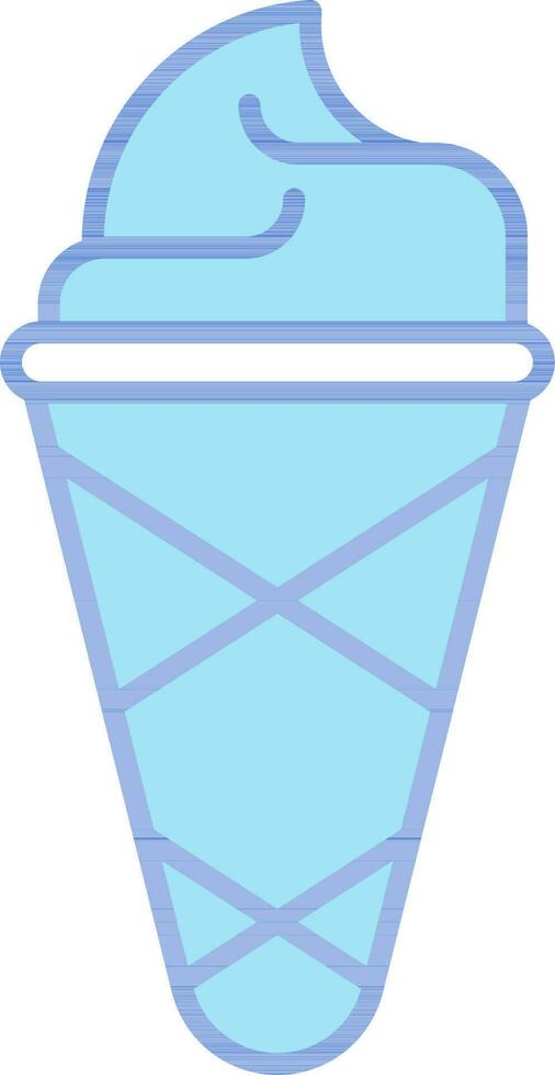 Ice Cream Cone Icon In Blue And White Color. vector