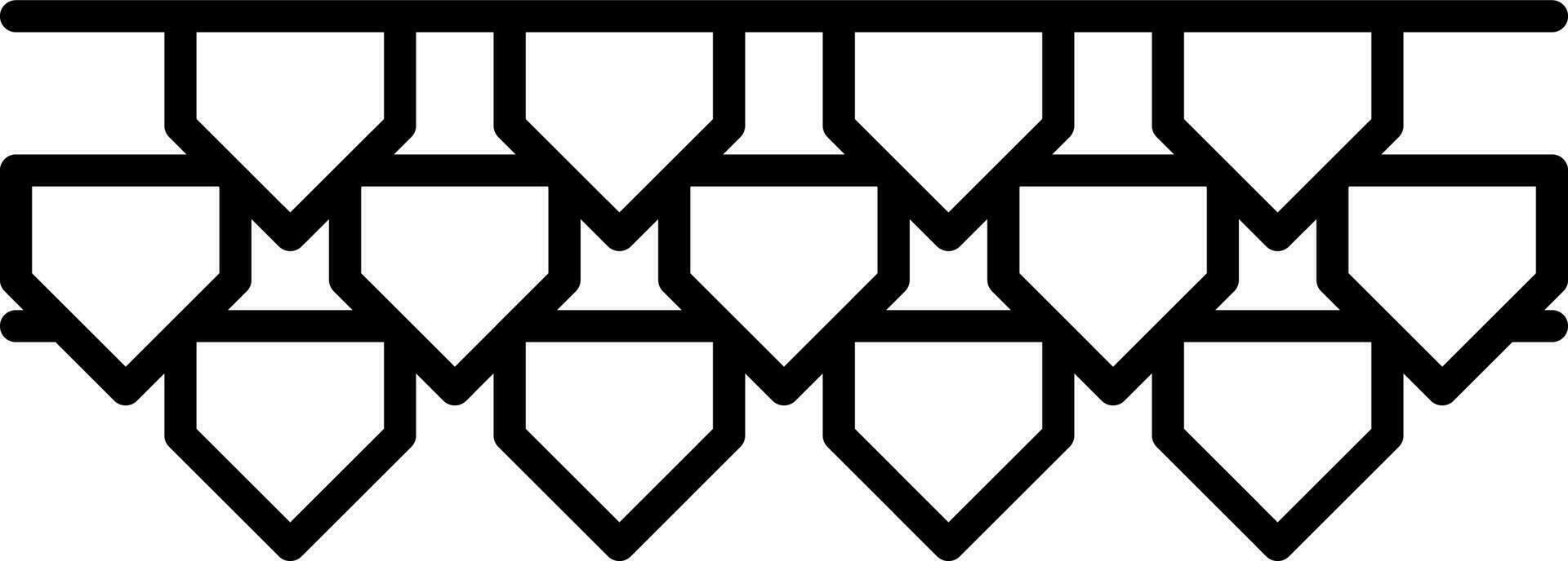 Bunting Flag Icon In Black Line Art. vector