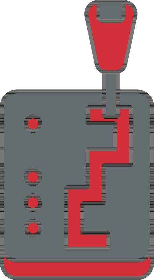 Gray And Red Automatically Gear Control Icon Or Symbol. vector