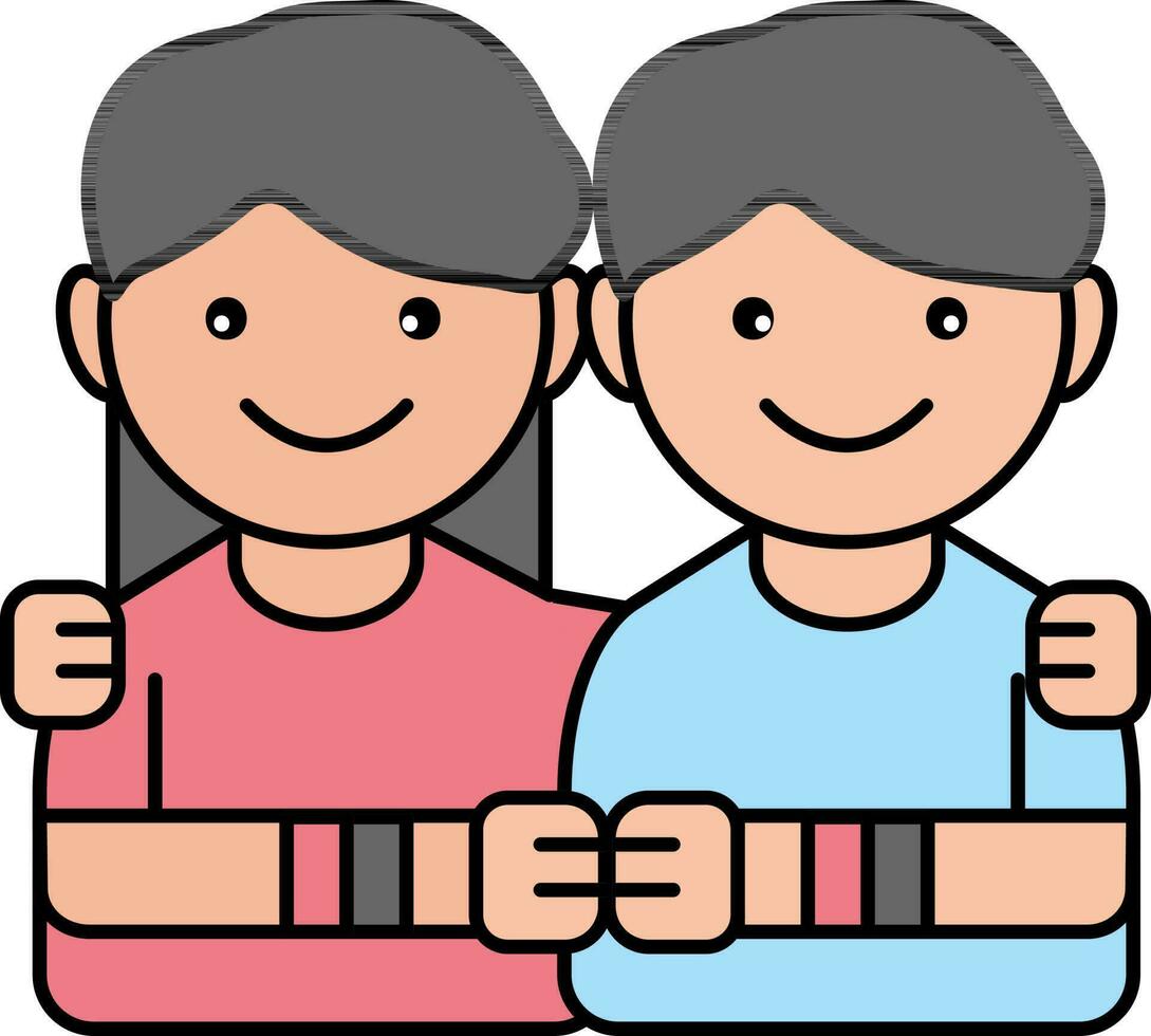 Vector Illustration of Boy and Girl Hand Put on Shoulder. 24466918