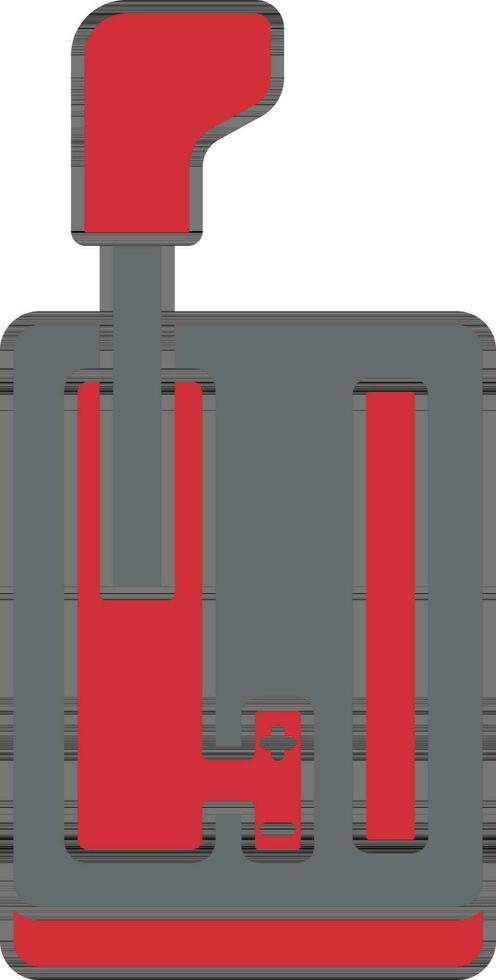 Auto Gear Stick Icon In Gray And Red Color. vector