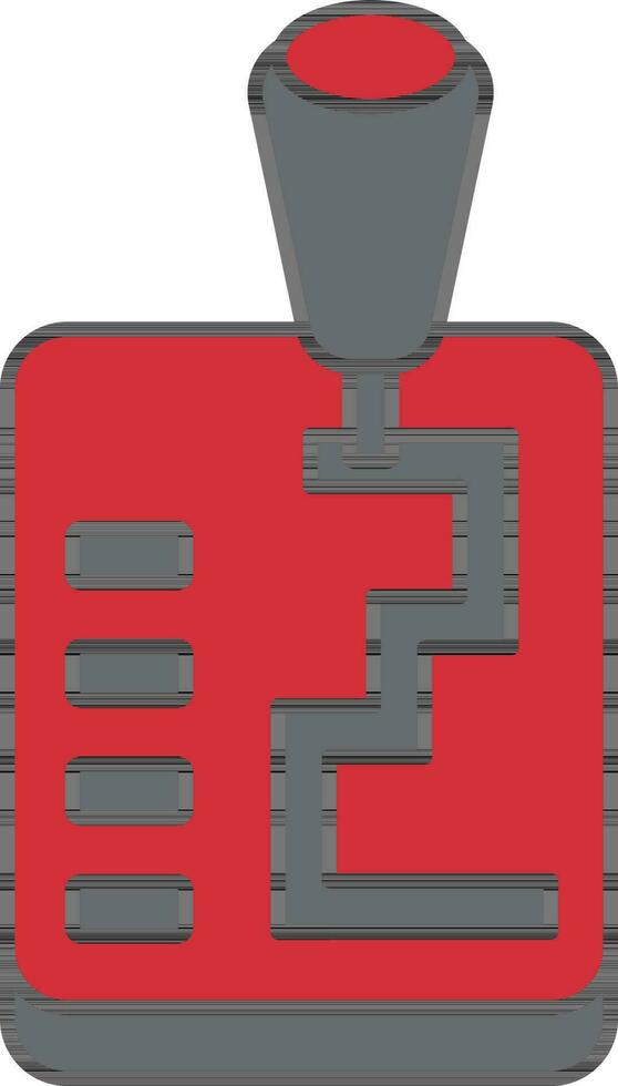 Red And Gray Automatic Gear Icon Or Symbol. vector